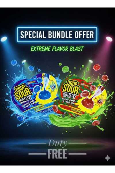 hijazigroup Drop Sour Gummy 2’li Ekşi Jel Şeker Seti – Chewy Candy & Sour Gel