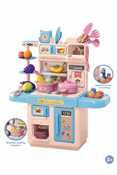 Saule Buhar Çıkaran Işıklı Musluklu Mutfak Oyuncağı - Mutfak Seti