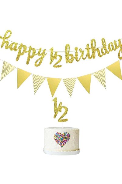 Arabest 6 Months Birthday Banner, Happy 1/2 Birthday Banner Glitter 1/2 Half ...
