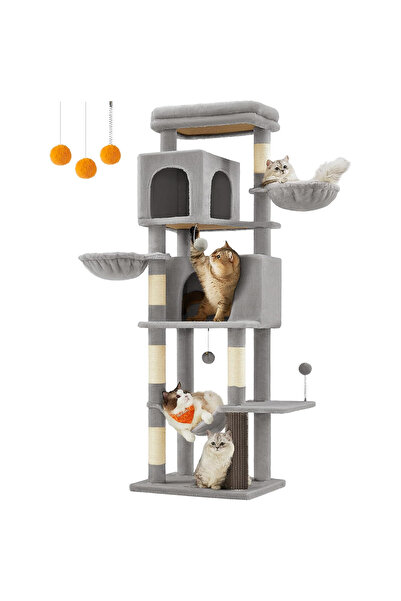 feandrea Cat set 175 cm, platforms, hammock and sisal poles, 57x45x175 cm, li...