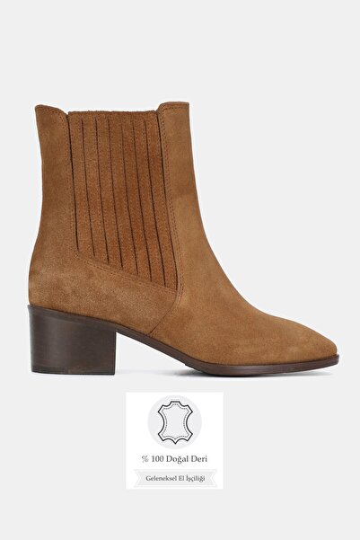 TUNAELLİ Women's Tan Suede Genuine Natural Leather 34-42 Size Chelsea Boots &...
