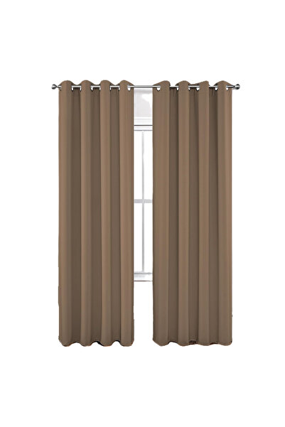 JOYDECO Thick thermal curtains 260 cm high, 140 cm wide, set of 2 pieces Brown