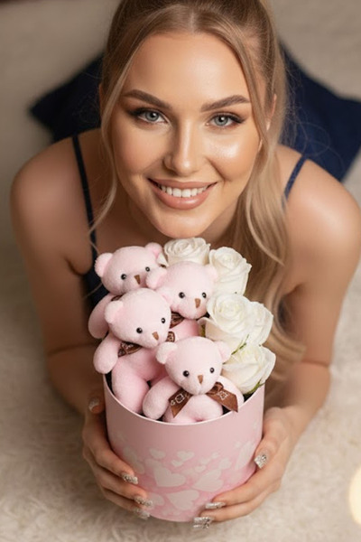 Sole Premium Plush Teddy Bear & White Rose Bouquet from Special Fabric – Gift...