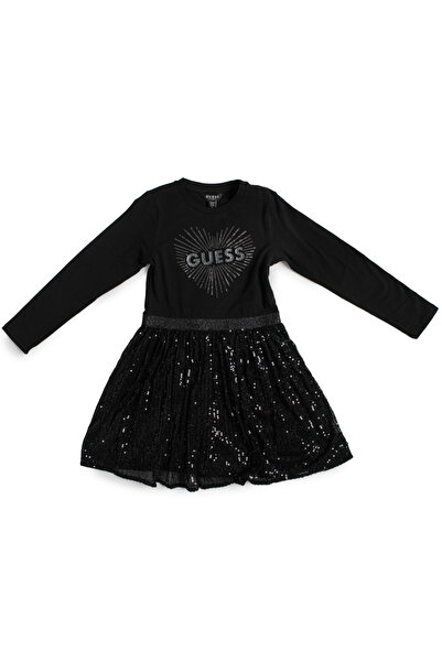Guess DRESS - K5RKA1 - LS SEQUINS DRESS, BLACK, 6 YEARS