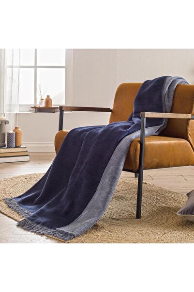 Özdilek Single Cotton Blanket Blue-Navy Blue