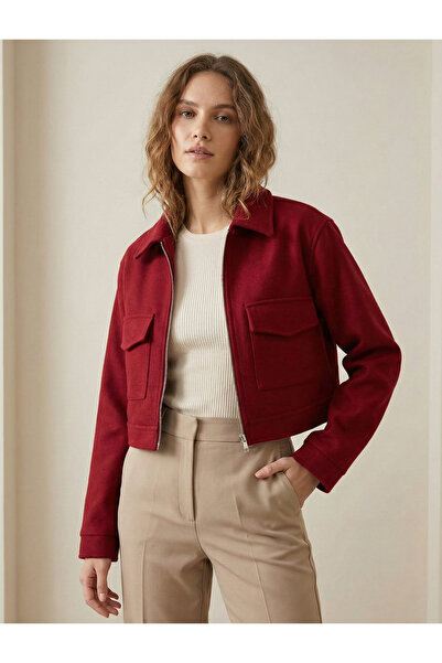 PERADO Soft Cropped Jacket Burgundy