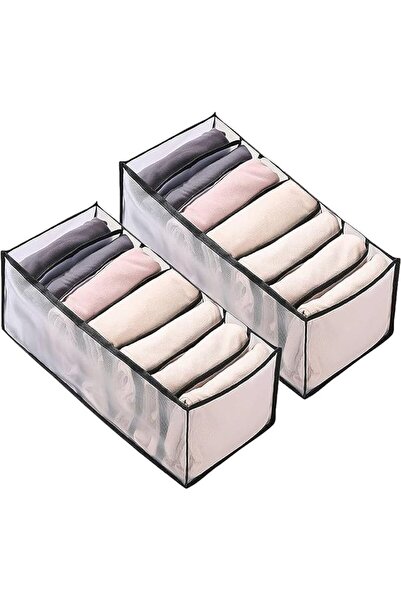 Arabest 2Pcs 7 Grids Foldable Drawer Organizers,Washable Storage Separation B...