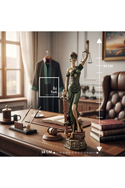 İki Yedi Konsept Themis Adalet Heykeli 69 cm Büyük Boy Dekoratif Lady Justice...