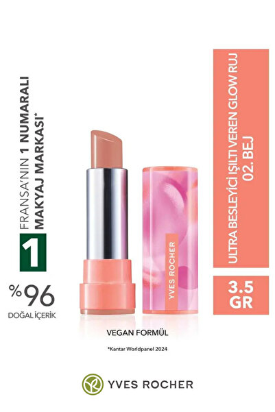 Yves Rocher Ultra Besleyici Glow Bitişli Nemlendirici Işıltılı Ruj Vegan 3,5 g