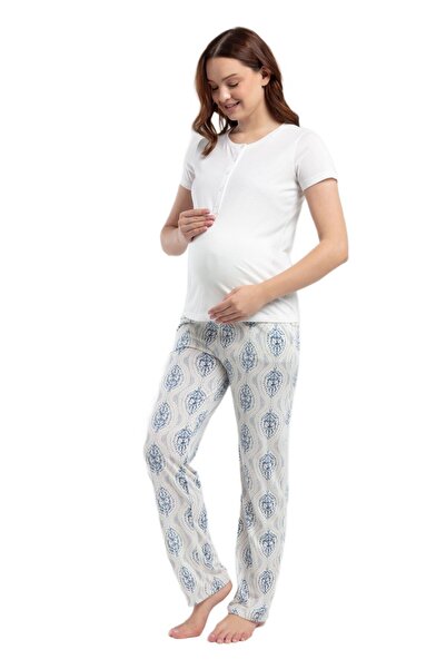Arnetta Women's White Maternity Pajama Set 3256