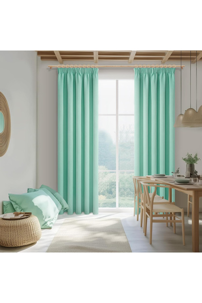 MRTREES Thick curtains 225 cm high, 140 cm wide, green, set of 2 pieces
