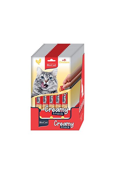 Biocat SNACK CREMA PENTRU PISICI CU PUI DISPLAY (12 PACHETE x 5 PLICULETE x 14g)