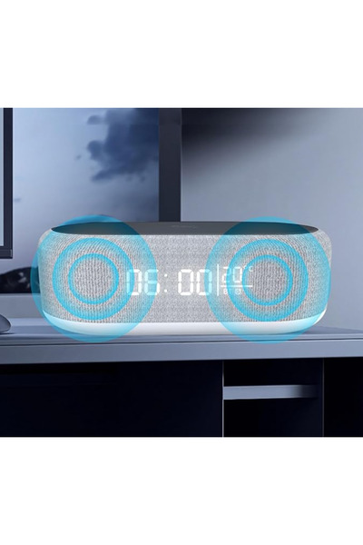 zola Ceas de masă, lampă de noptieră, încărcare wireless, alarmă, afișaj temp...