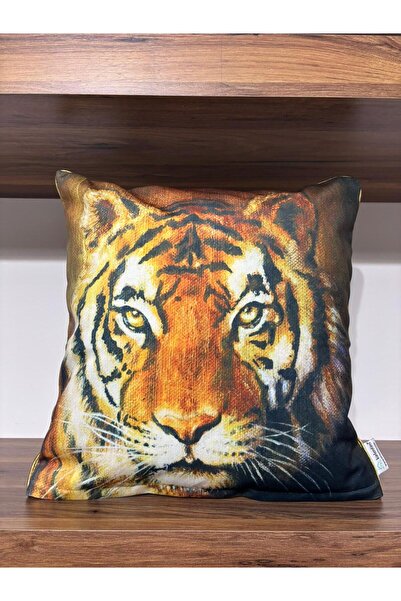KIRLENTİM H1274 Smeđa dvostrana glava tigra Sa deznom Jastuk - punjena