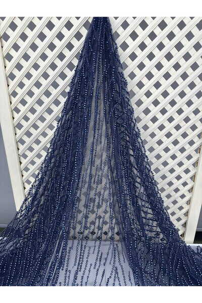 ipekkumaş Lacivert Agır Boncuklu Abiyelik Tül ÜRÜNÜMÜZ ADET OLARAK SATILIR 1 ...
