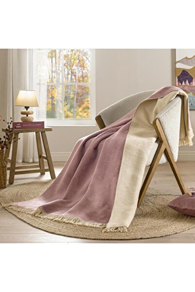Özdilek Double Cotton Blanket Plum-Beige