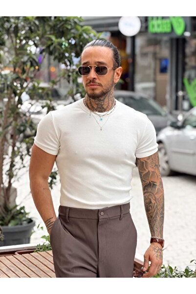 manch collection Basic Ribbed Slim Fit T-Shirt White