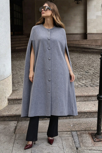 comstar Ženska pončo bez rukava, opuštenog kroja, dimljena Kašmir tkanina