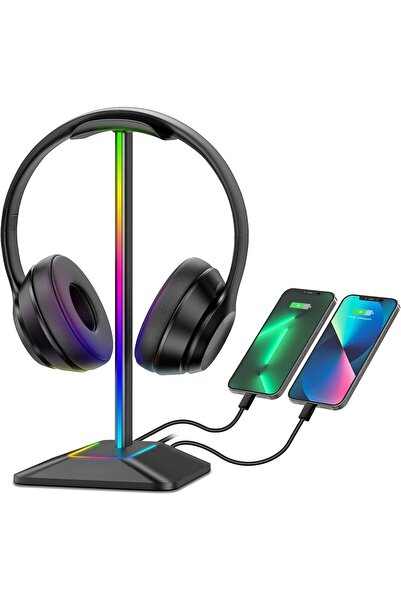 zola On-ear headphone stand RGB LED 2 USB 2.0 ports aluminum 12.3x10.3x26.7 cm