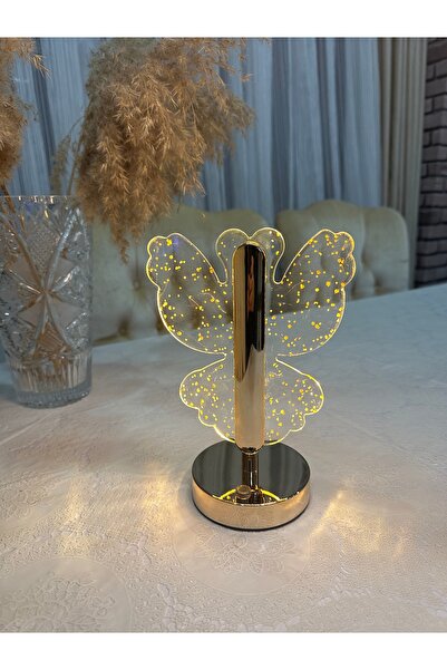 AHLE HOME Şarjlı Kablosuz kelebek Masa Lambası Dokunmatik 3 Renk LED Modern T...