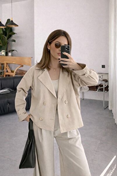 Le Savu SHILSEE KADIN ASTARLI YARIM TRENÇKOT BEJ