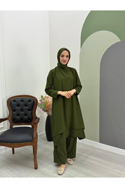 NS Moda Hijab Layered Set Khaki-Model 569