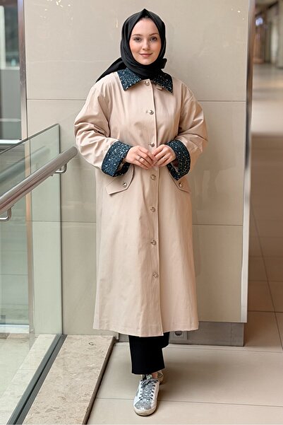 Ghisa Leopar Desen Kombinli Önden Düğmeli Trençkot