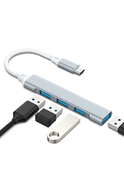 XTRIKE ME Type-C to USB 3.0 4 Port Hub Çoklayıcı Dönüştürücü - Metal Kasa C809