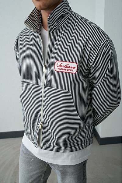 Wonraces Men's Comfortable Fit Stand Collar Striped Vintage Embroidered Lined...