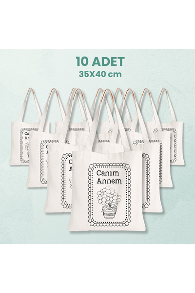 Cemira 10 Adet Anneler Günü İçin Boyanabilir Çanta - Canım Annem Temalı Çocuk...