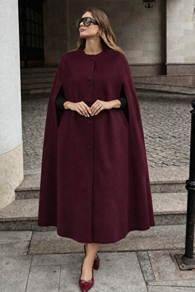 comstar Ženski pončo bez rukava, opuštenog kroja, bordo crvene boje Kašmir tk...