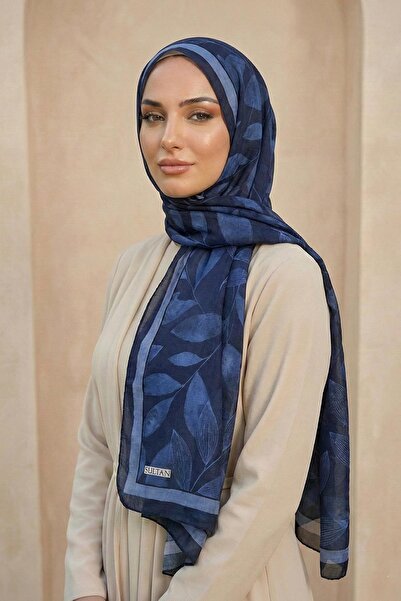 Sultan Eşarp Sultan Patterned Bamboo Kraş Shawl - Leaf Model - Dk07-02