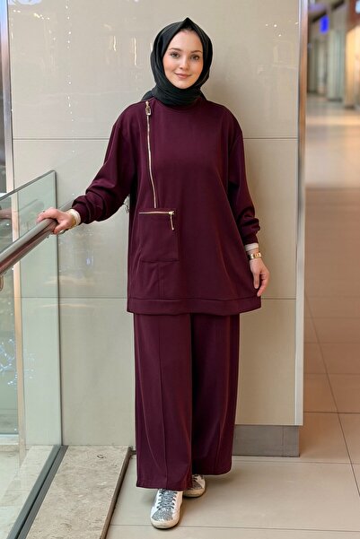 Nuss Fermuar Detaylı Tunik Pantolon Takım