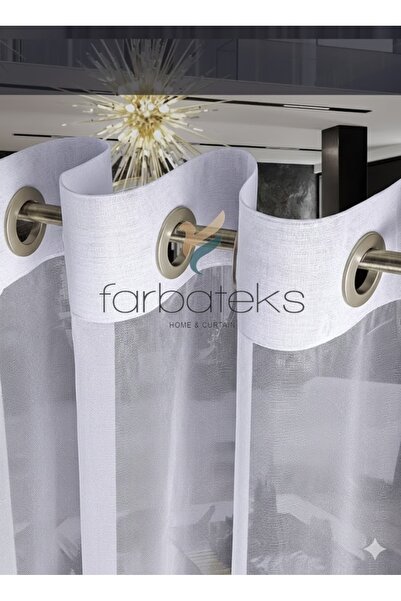 farbateks Elegant Shimmering Glittered Lead Tulle Curtain Eyelet Curtain Rust...