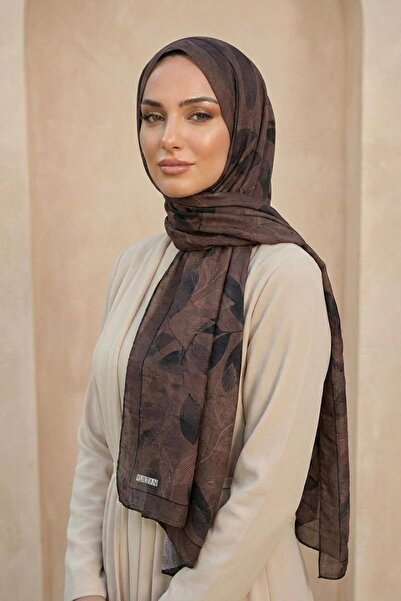 Sultan Eşarp Sultan Patterned Bamboo Kraş Shawl - Leaf Model - Dk07-01