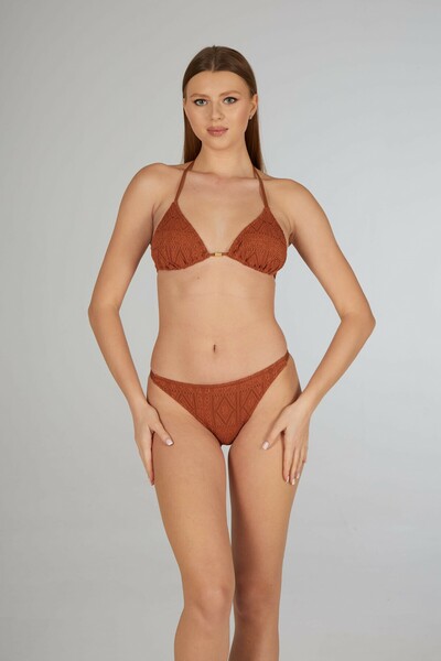 Estiva Women's Brown Concept Triangle Bikini Set with Accessories