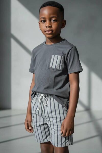 Monila Σετ μπλουζάκι και σορτς για αγόρια Βαμβάκι τεμαχίων σε ανθρακί χρώμα Μ...