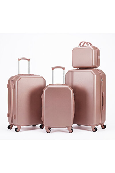 ASFAR طقم حقائب سفر من 4 قطع من مادة ABS، مقاسات 14-20-24-28 بوصة، مزود بعجلا...