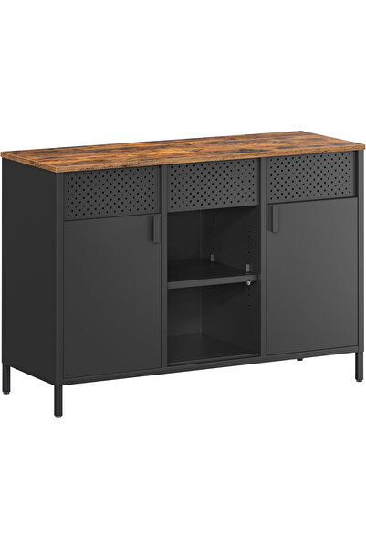 SONGMICS Dulap metalic cu 2 uși și rafturi reglabile, 40x110x76 cm, maro/negru