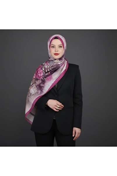 TAMA شال بنفسجي بنمط الورد