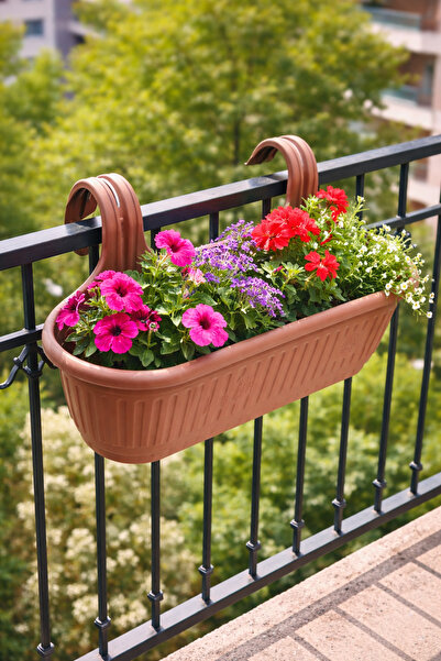 Binbirreyon Büyük Balkon Saksısı Askılı Saksı Balkon Demirine Asılan Saksı 53...