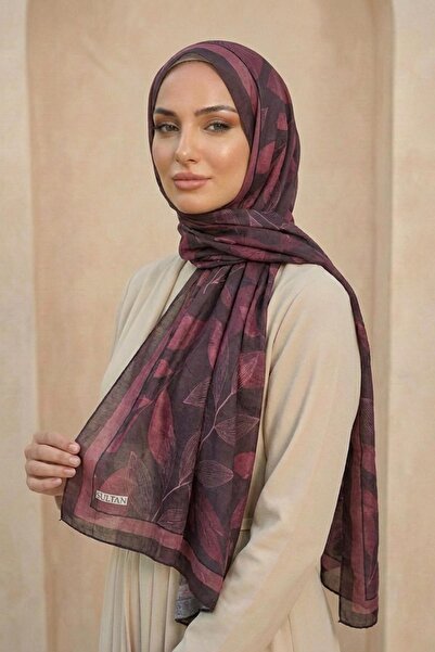 Sultan Eşarp Sultan Patterned Bamboo Kraş Shawl - Leaf Model - Dk07-06