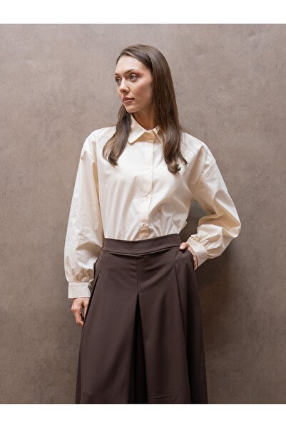 KÜÇÜĞÜM BUTİK Cream Collared Poplin Shirt