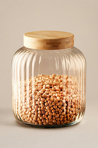 GÖNÜL Bambu Kapaklı Cam Kavanoz 3700 ml (3,7 L) – Büyük Boy Erzak / Bakliyat ...