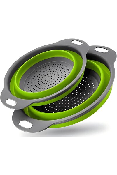 Arabest طقم مصفاة سيليكون قابلة للطي مكون من قطعتين مع فتحات تصريف - تصميم قا...