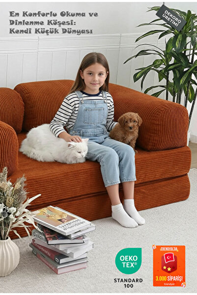 Dekoro Nano Modüler Çocuk Oyun Koltuğu Yataklı Montessori Minderi Bondex Leke...