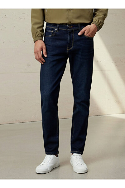 FAV بنطلون جينز رجالي بقصة ضيقة وخصر متوسط ​​الارتفاع