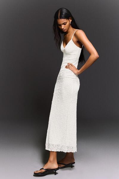 Bershka Dantelli askılı midi elbise