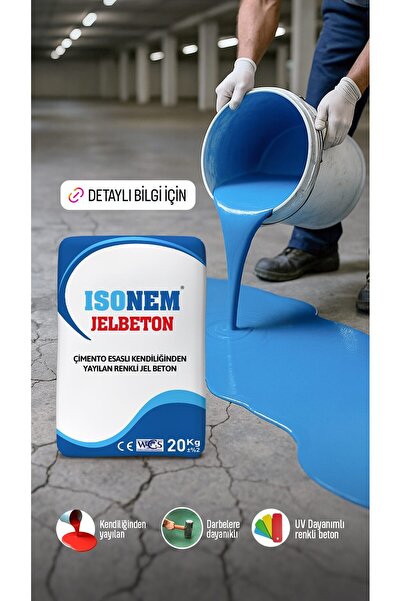 Isonem Jel Beton Kendiliğinden Yayılan Çimento Esaslı Zemin Kaplama 20 KG - Mavi