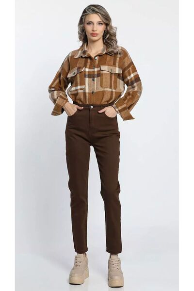 Pubi New Season Women's Brown Boyfriend Jeans